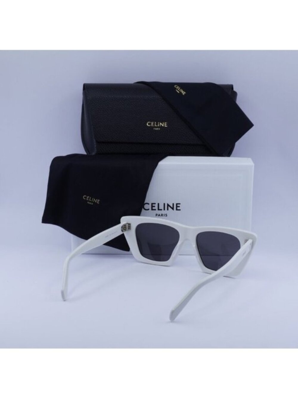 Celine CL40187I 25A Sunglasses White Cat Eye Frame, Grey Lenses - Picture 10 of 10